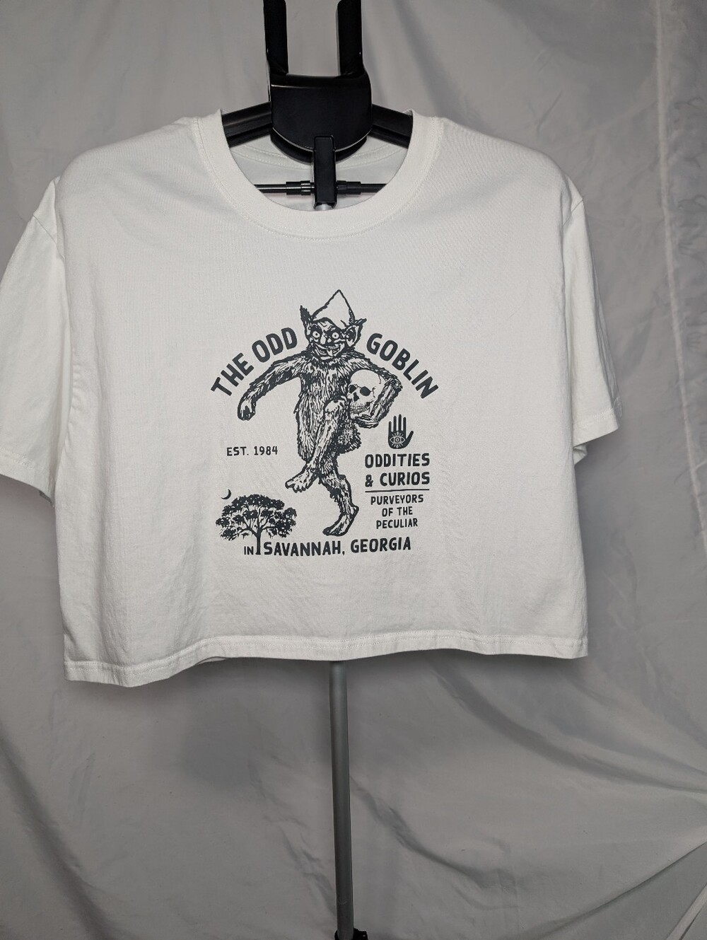 Women's White Graphic Cropped Tee, The Odd Goblin, Size 5X Or 18/20
